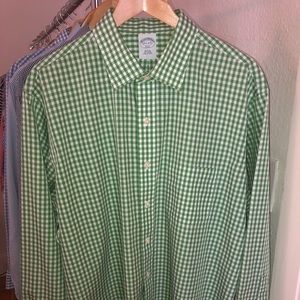Brooks Brothers Slim Fit Green Gingham Dress Shirt